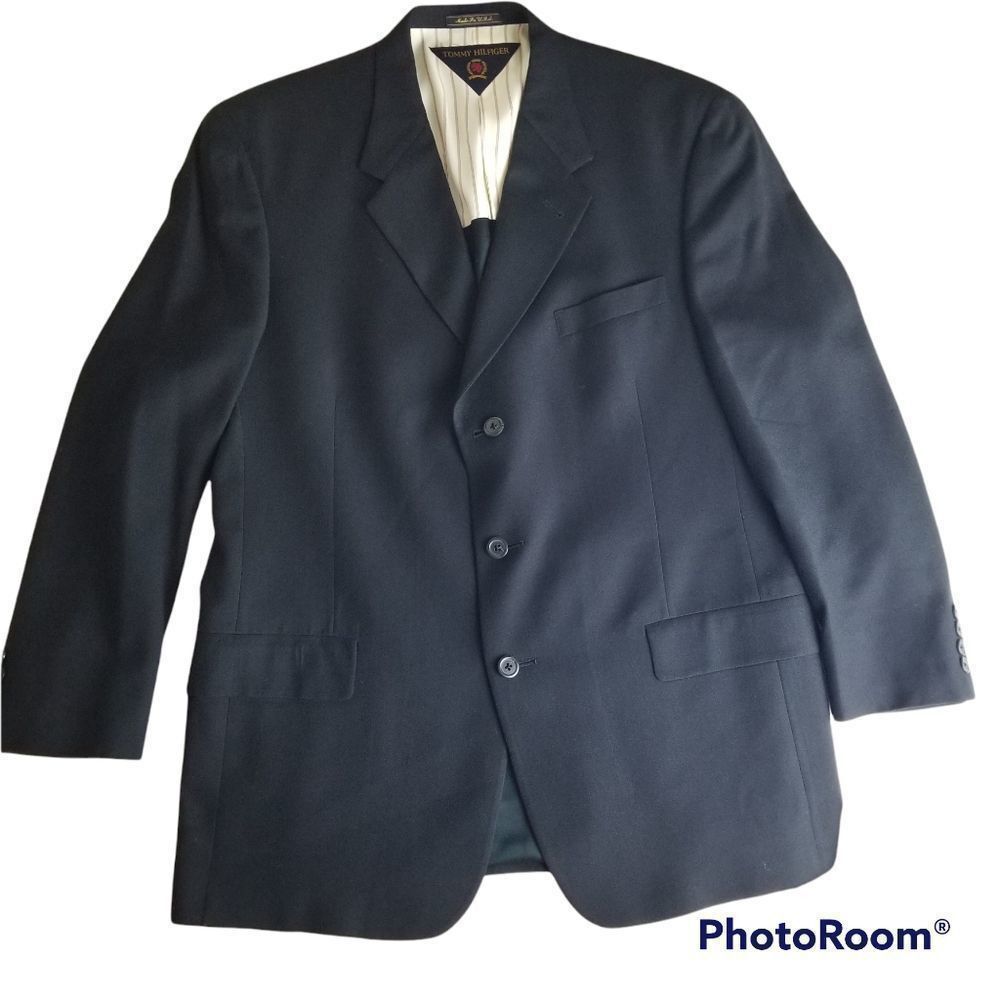 Tommy Hilfiger Dark Blue Wool 3 Button Sport Coat Blazer Jacket - Picture 6 of 14